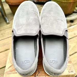 UGG JASS Women's Leather Suede Gray Slip On Loafers Platform Sneaker Shoes - 9